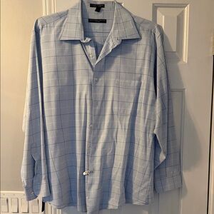 Geoffrey Beene Light Blue Plaid Casual Shirt